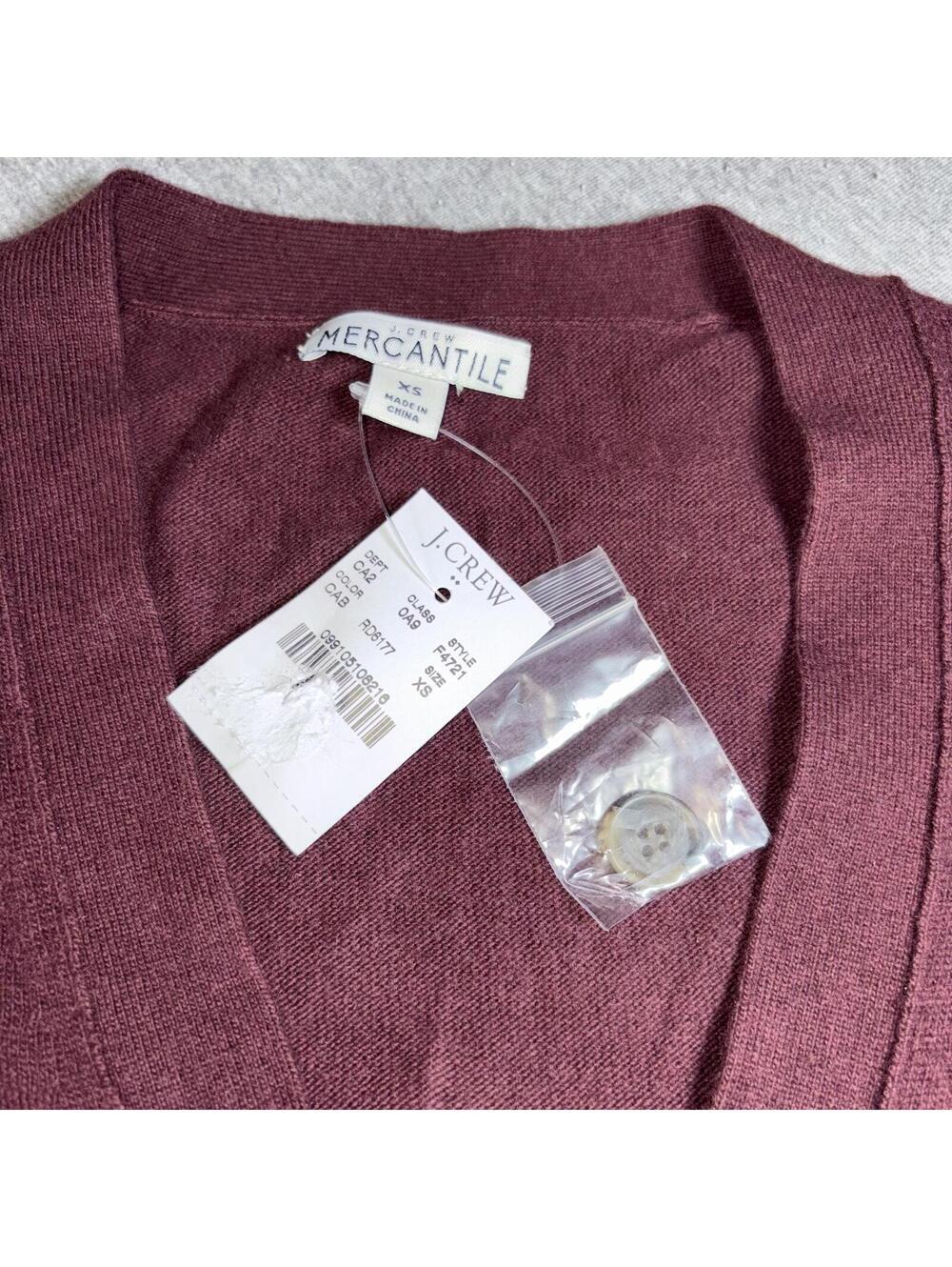 J Crew Mercantile NEW Wool Tri-Blend Button-Up Sweater Burgundy Woman’s XS - Picture 4 of 8